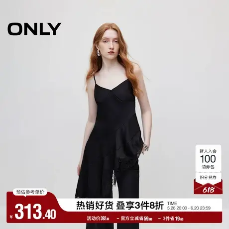 ONLY奥莱夏季时尚辣妹蕾丝拼接吊带不规则雪纺衫女图片