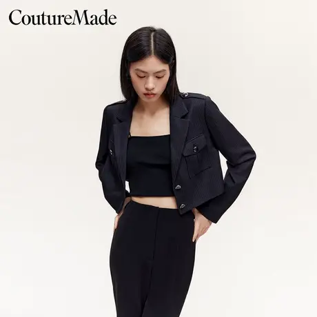 Couture Made外套24秋新款纽扣装饰条纹短款西装外套324308009图片
