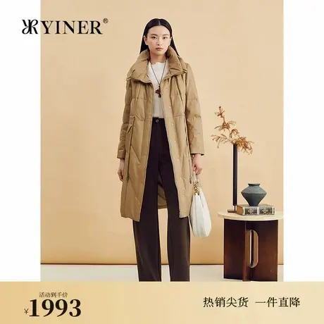 YINER音儿专选2024冬季新款长款小绵羊皮厚实小翻领真皮羽绒服商品大图