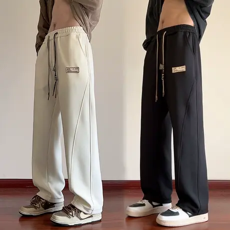 男款2025春秋季垂坠感cleanfit休闲裤子直筒宽松阔腿裤潮重磅卫裤图片