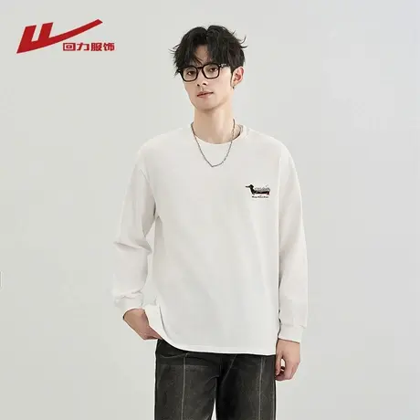 回力美式腊肠狗长袖T恤男2025新款春秋季宽松百搭男生打底衫上衣商品大图