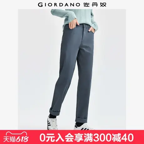 佐丹奴裤子女新款梭织纯棉磨毛通勤直筒裤撞色明线休闲裤05414065商品大图