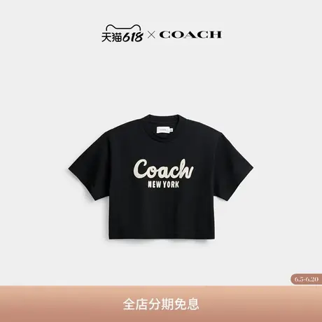 COACH/蔻驰女士草书体经典标志短摆T恤图片