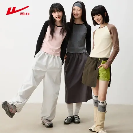 ZH回力圆领卫衣t恤女2025新款春秋款休闲宽松纯棉长袖百搭上衣女图片