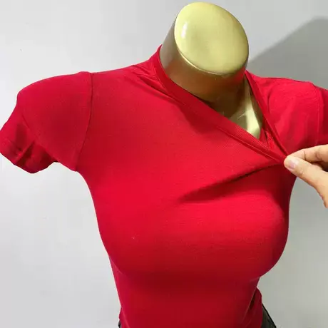 韩国ins软糯亲肤短款打底衫上衣女薄款微透紧身性感圆领短袖T恤夏商品大图