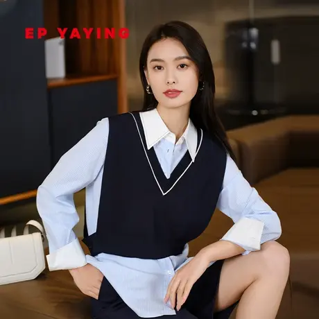 EP YAYING雅莹女装 时尚针织背心衬衫两件套 夏季商场同款2107A商品大图