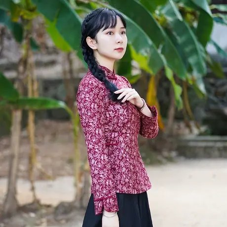 筠雅棉麻中国风唐装女装新款改良旗袍禅意素衣盘扣复古中式茶服秋商品大图