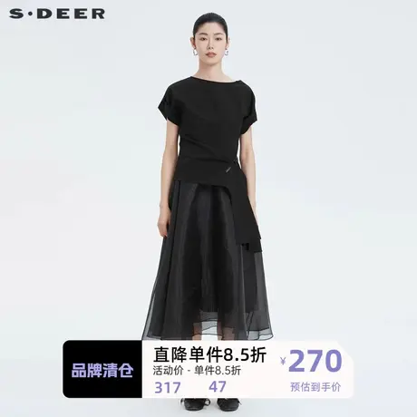 sdeer圣迪奥两件套网纱小众设计连衣裙女夏别致收腰裙子S20281242🐭商品大图