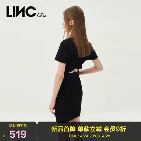 LINC金羽杰2023年夏秋新款炫腰辣妹舞团针织连衣裙女S232KD262Y商品大图