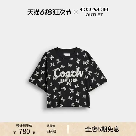 COACH/蔻驰奥莱女士蝴蝶结印花草书体经典标志短款T恤商品大图