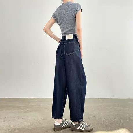 三防莱赛尔天丝棉香蕉牛仔裤女夏季薄款高腰九分哈伦弯刀老爹裤子图片