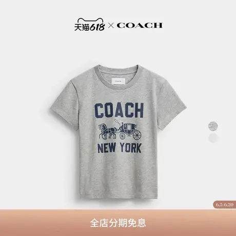 【新品】COACH/蔻驰女士棉质马车图案T恤短袖上衣图片