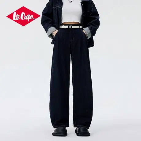 【凉感弯刀裤】Lee Cooper/李库珀 复古丹宁阔腿牛仔裤女宽松休闲图片