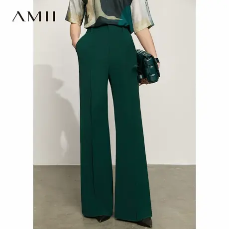 Amii2025夏季新款高腰西装裤雪纺休闲裤抗皱女微喇西裤百搭长裤图片