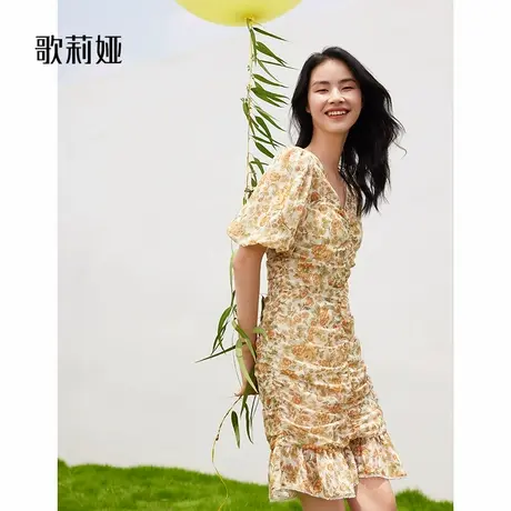 歌莉娅秋季新款抽褶连衣裙1A7R4K250商品大图