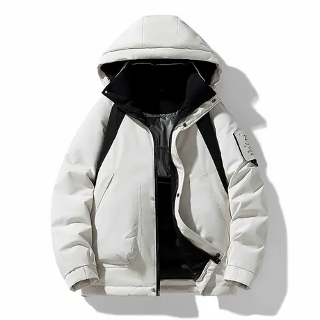 Soinku连帽棉服冬季情侣休闲宽松加厚保暖男拼接连帽棉衣外套图片