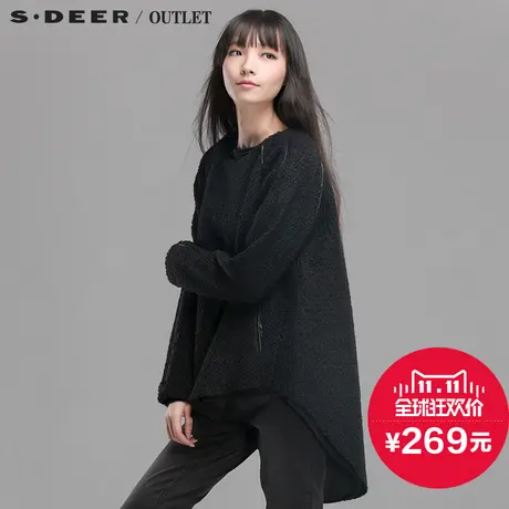 s.deer【新品】圣迪奥专柜正品女宽松抓绒拼皮外套S14482255图片