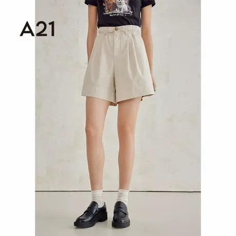 A21西装短裤女士夏季显瘦纯棉薄款休闲直筒三分裤子休闲裤简约商品大图