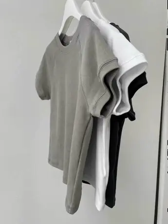 韩国东大门2024夏季新款时尚百搭圆领插肩袖T恤女休闲短袖上衣潮商品大图