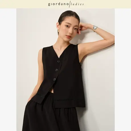 GL2025夏季新款老钱风双面穿镂空纽扣装饰薄款衬衫背心女02345020图片