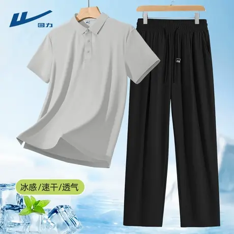 回力爸爸夏套装2025新款Polo衫短袖男夏季宽松男士休闲衣服男款D图片