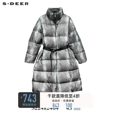 sdeer圣迪奥女装时尚高领收腰长款羽绒服S22482404🔢商品大图