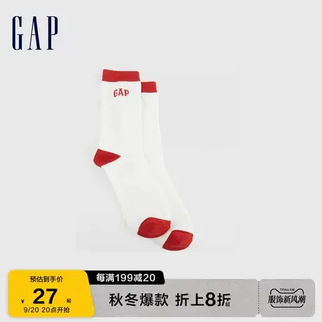 Gap女装夏季2023新款LOGO罗纹针织高筒袜短袜663395透气弹力袜图片