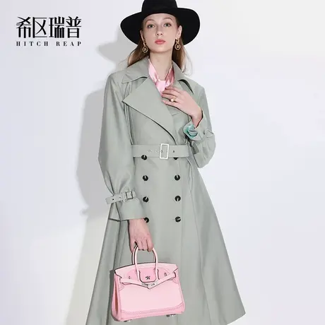 希区瑞普高端长款风衣春秋英伦风炸街气质双排扣束腰外套复古法式商品大图