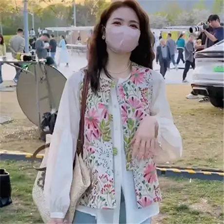 复古提花新中式国风马甲女外搭2025春秋新款小个子高级感背心马夹商品大图