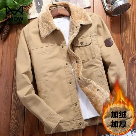 猫人美式复古休闲翻领加厚夹克男美拉德高级感挺阔时尚外套商品大图