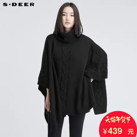 s.deer【新品】圣迪奥女装设计感蝙蝠斗篷式针织衫S16483580图片