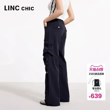 LINC金羽杰工装裤女款2025新款裤子宽松直筒长裤女户外穿搭075Y商品大图