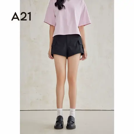 A21女装阔腿短裤夏季休闲户外山系薄款工装裤直筒三分裤子图片