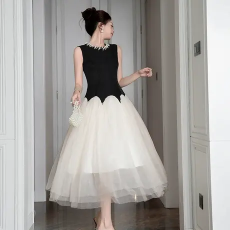 无袖钉珠公主裙连衣裙商品大图