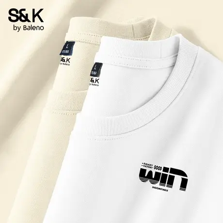 班尼路S&K纯棉基础款圆领短袖T恤男夏季新款休闲宽松情侣装打底衫商品大图