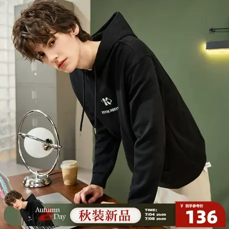 7.4/20点 上新唐狮2025连帽卫衣男士新款春秋季美式刺绣帽衫外套图片