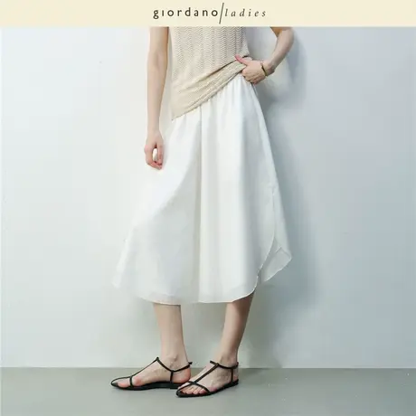 GL2025夏季新款裙裤女薄款开叉阔腿裤松紧腰真丝棉七分裤02425028商品大图