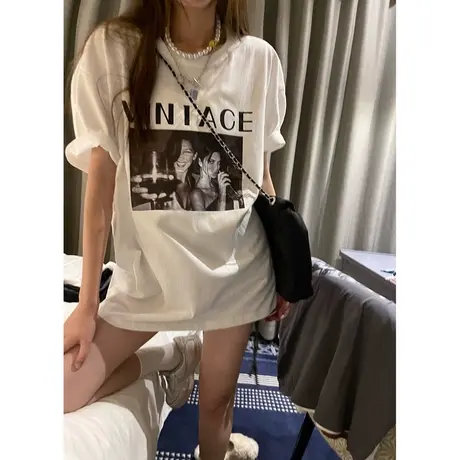 美式高街潮牌短袖T恤女夏季宽松显瘦百搭ins超火纯棉体恤上衣半袖商品大图