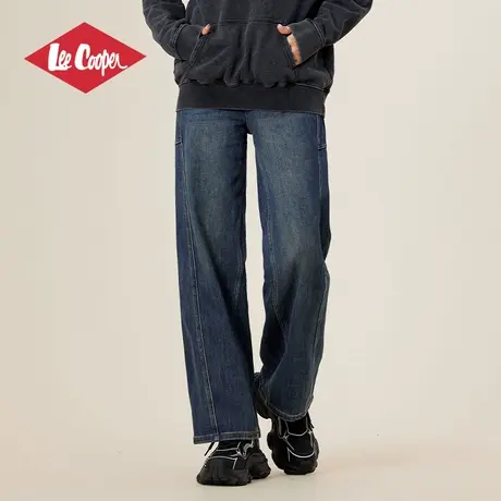 Lee Cooper弯刀牛仔裤女2025春季新款复古高腰遮胯显瘦阔腿镰刀裤图片