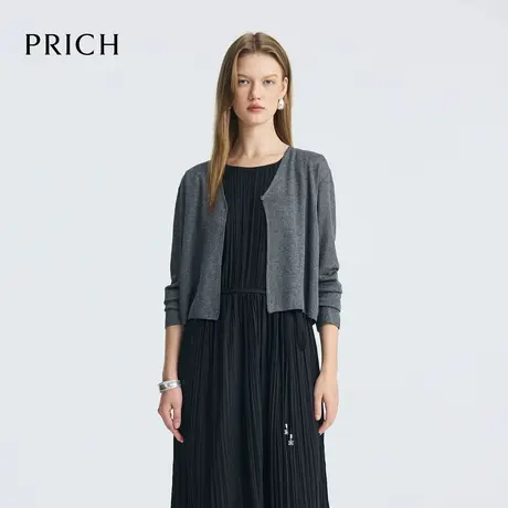 【超能小太阳】PRICH一粒扣V领针织开衫2025夏季新款长袖短款女图片
