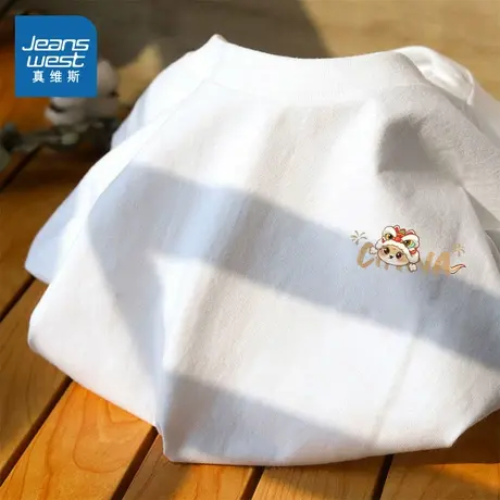 KMV真维斯纯棉印花短袖t恤女夏季新款宽松圆领学院风美式百搭上衣商品大图