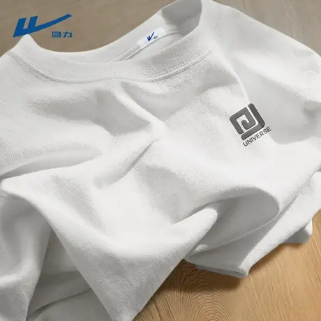 回力男短袖t恤夏季重磅纯棉2025新款潮流圆领浅灰色半袖体恤男款D商品大图