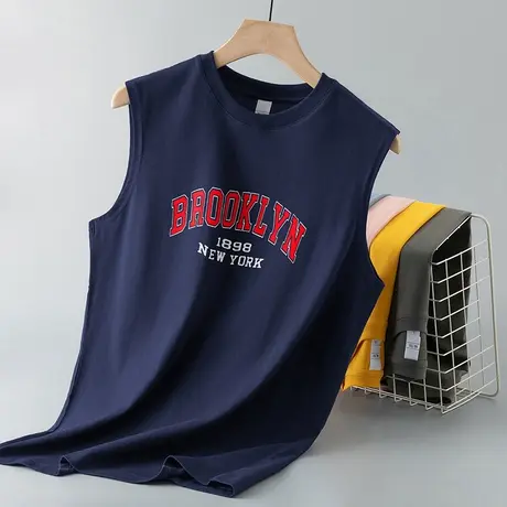 男士背心纯棉无袖t恤潮牌夏季跨栏运动健身透气坎肩宽肩篮球汗衫商品大图