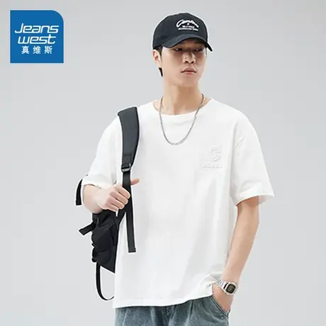 LE真维斯男装体恤2025夏季新款 男士潮流时尚百搭宽松圆领短袖T恤商品大图