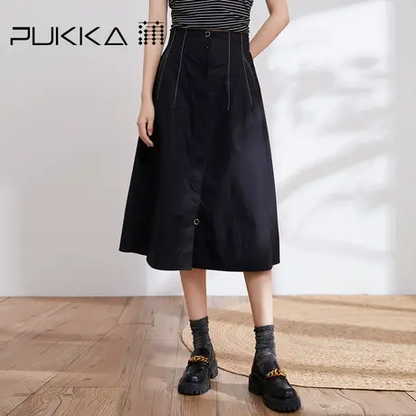 蒲PUKKA 女装高腰纯棉半身裙2023春装新款优雅设计感裙商场同款图片