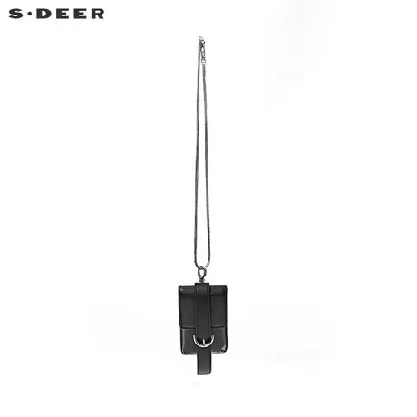 sdeer圣迪奥女简约迷你皮质斜挎包零钱包黑色链条包S20383846图片
