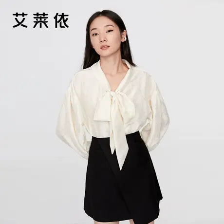 艾莱依商场同款褶皱女士衬衫2022泡泡袖上衣夏设计感小众小衫4.24图片