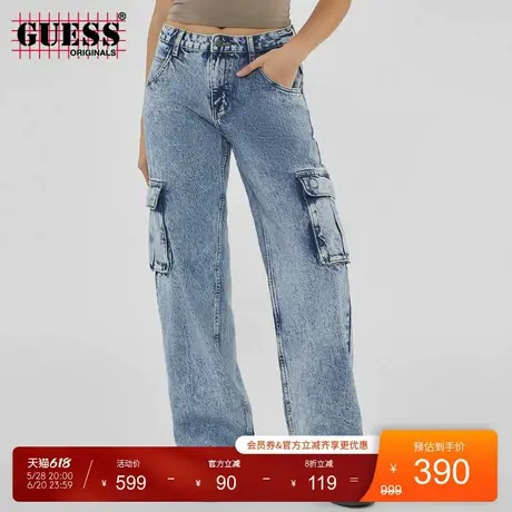 GUESSOriginals  女士阔腿工装牛仔裤-W4YG19D4XY0商品大图