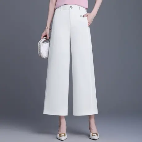 天丝棉九分阔腿裤女夏季2025新款高腰宽松垂感小个子通勤休闲裤薄商品大图