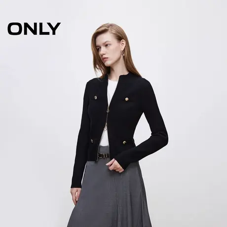 ONLY夏季舒适通勤风半高领螺纹开衫针织衫女|12433B001商品大图